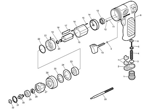 Diagram Diagram and Parts List for IR3128  Ingersoll Rand Sander Polisher